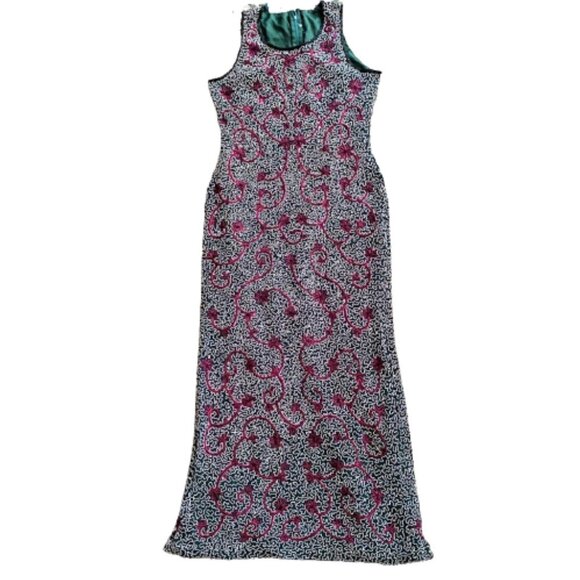 Vintage maxi embroidery and beads fitted dress - Picture 11 of 16